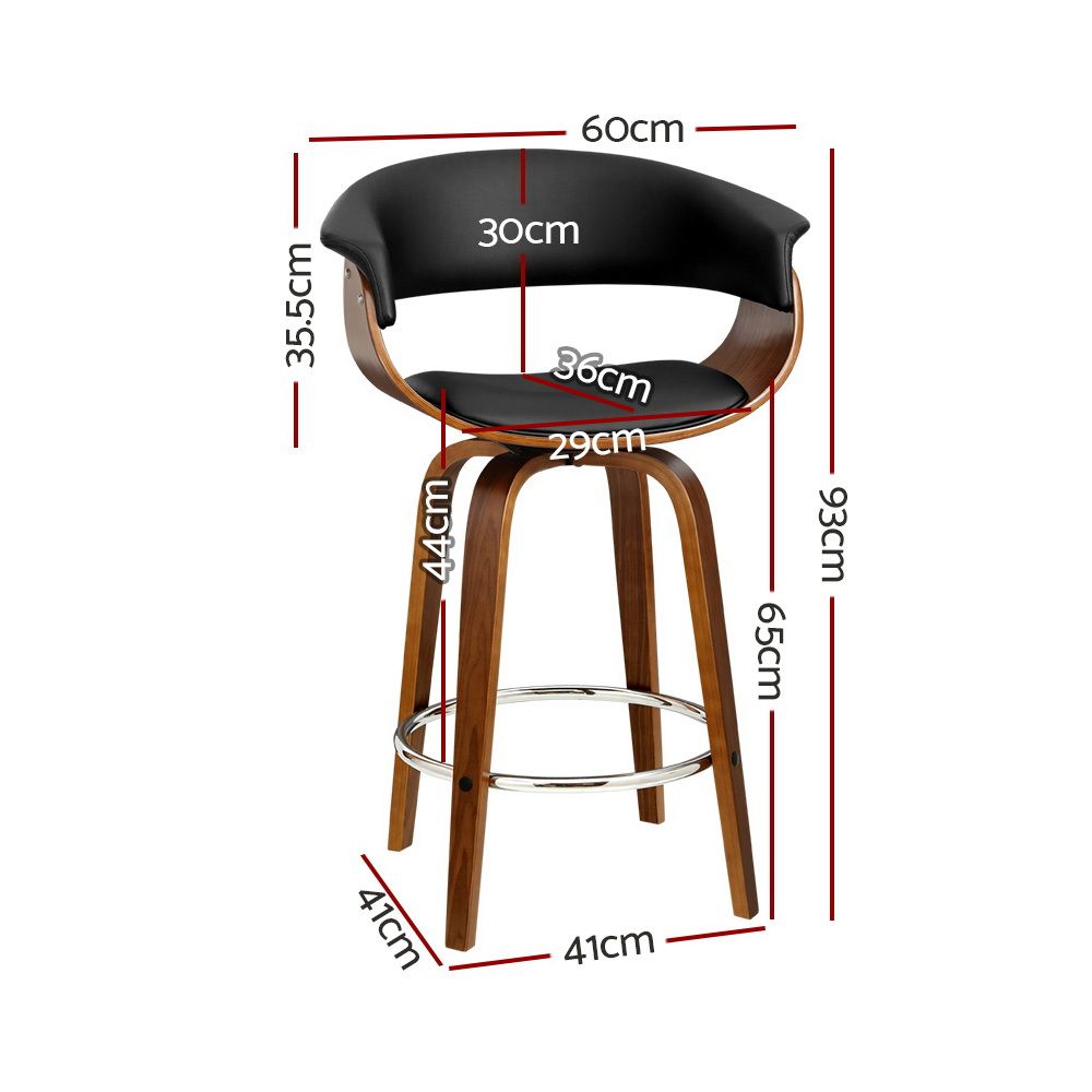 Landon (Set of 3) Bentwood Bar Stools 65cm - Black