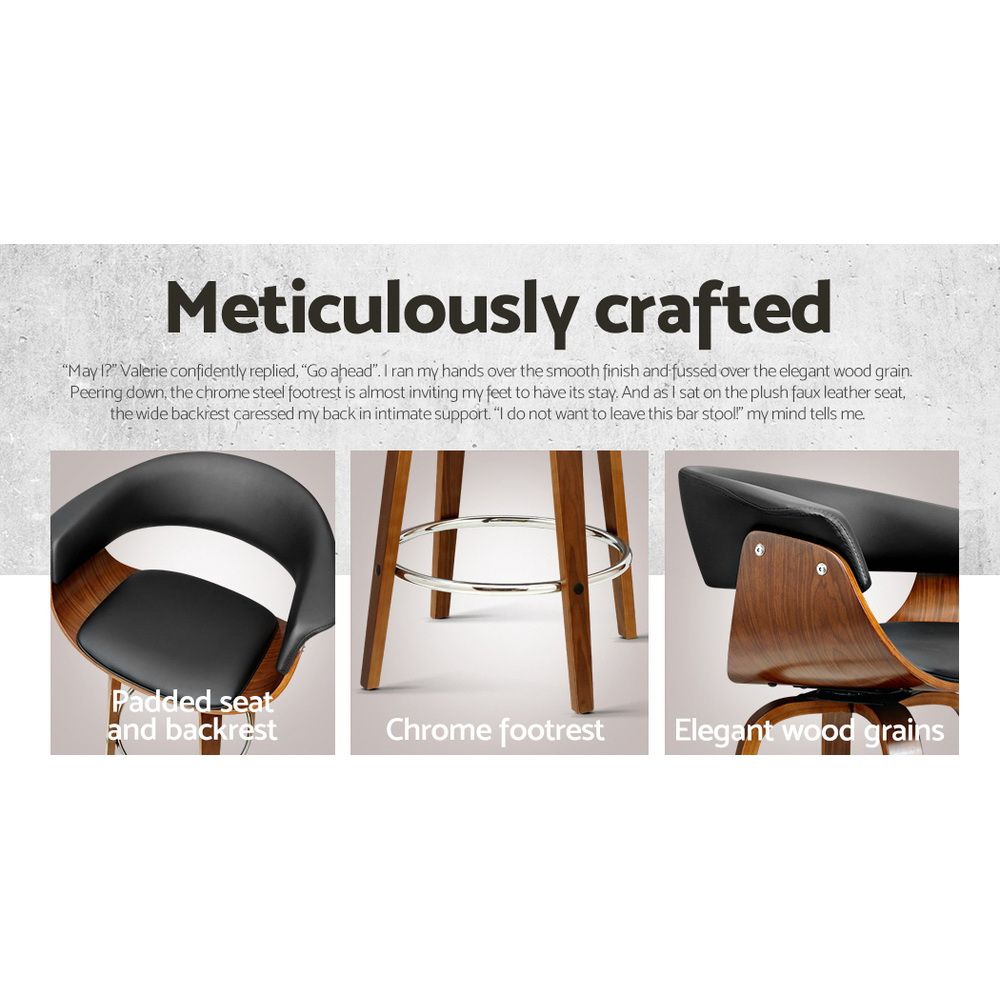 Landon (Set of 3) Bentwood Bar Stools 65cm - Black