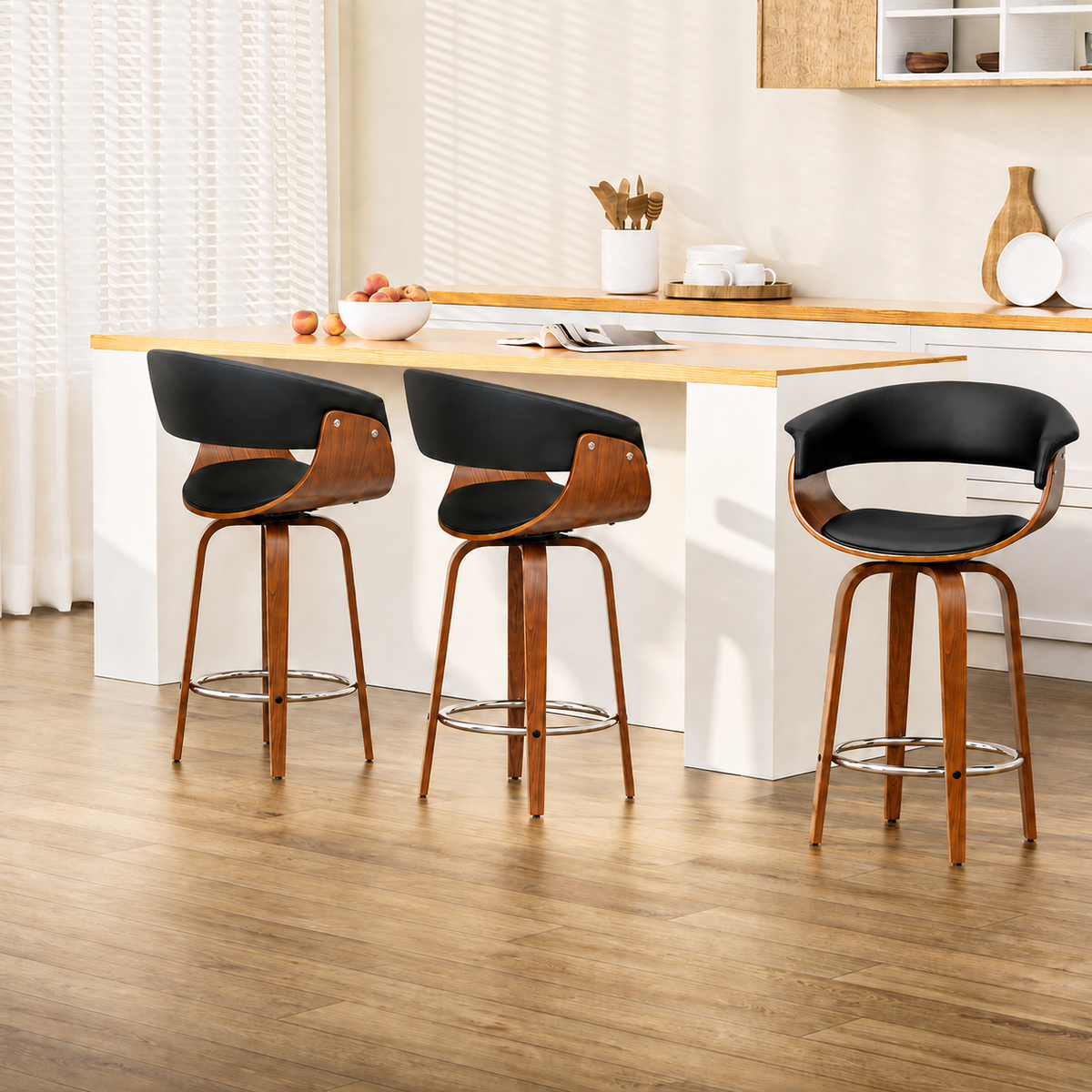 Landon (Set of 3) Bentwood Bar Stools 65cm - Black