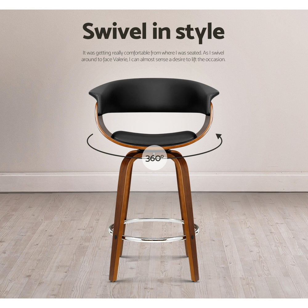 Landon (Set of 4) PU Leather Bar Stools 65cm - Black - Homecoze
