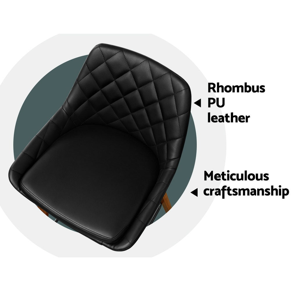 Shelby (Set of 2) PU Leather Bar Stools 68cm - Black - Homecoze