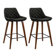 Shelby (Set of 2) PU Leather Bar Stools 68cm - Black - Homecoze