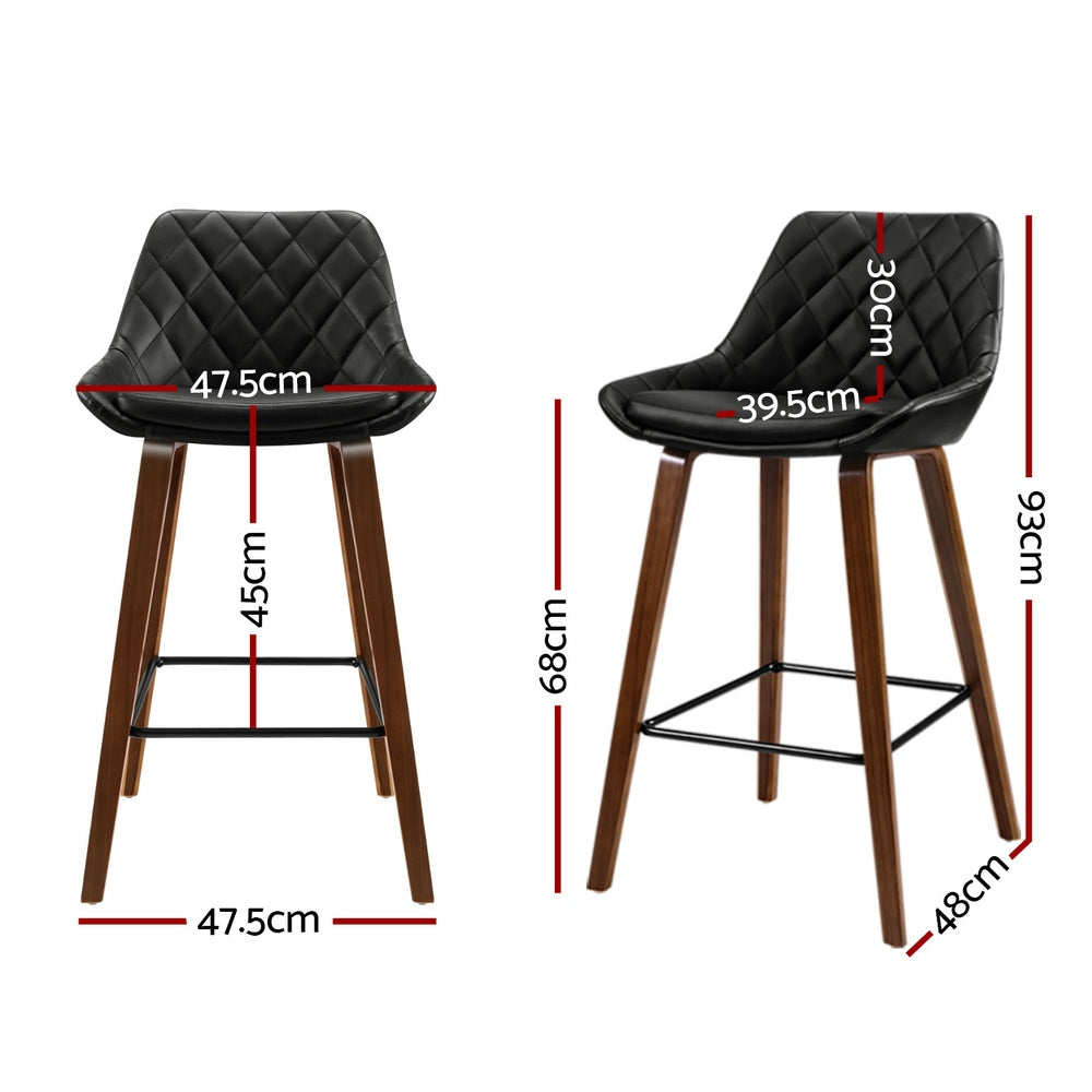 Shelby (Set of 4) PU Leather Bar Stools 68cm - Black - Homecoze