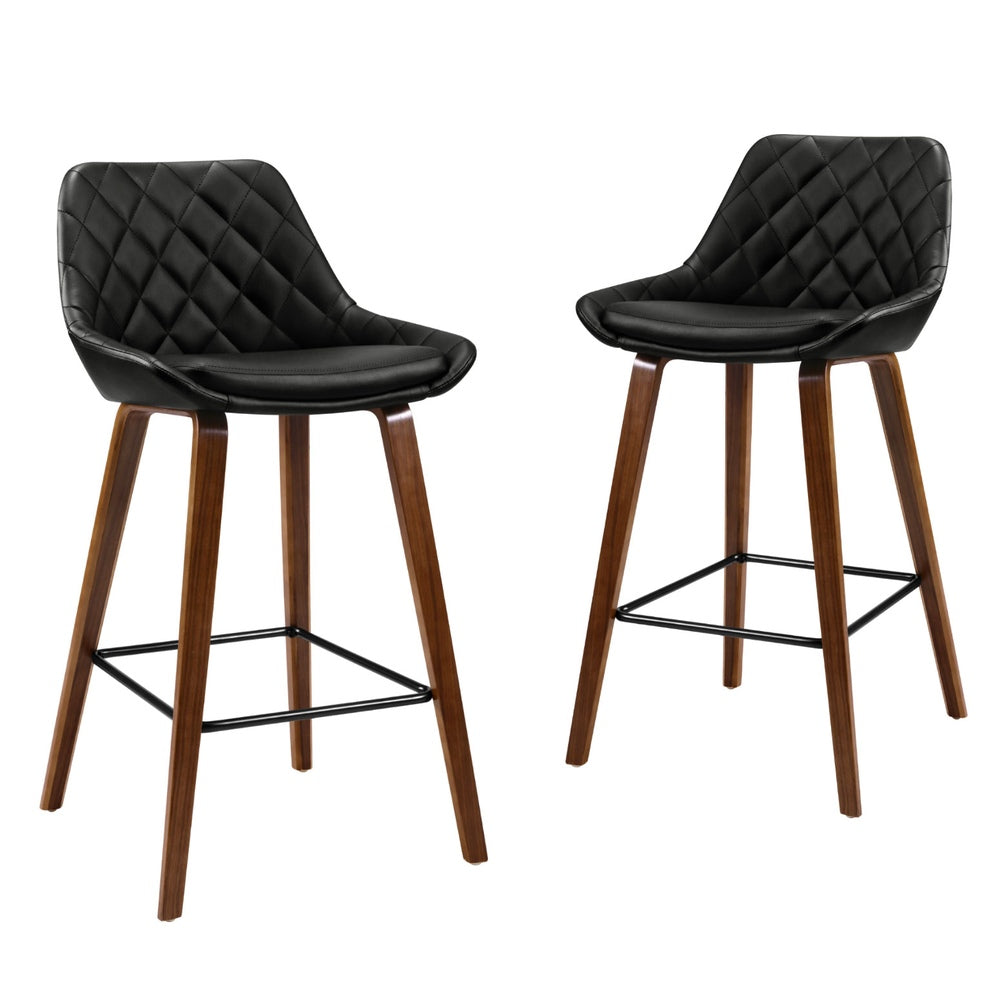 Shelby (Set of 4) PU Leather Bar Stools 68cm - Black - Homecoze