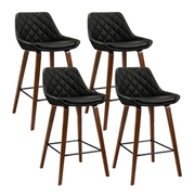 Shelby (Set of 4) PU Leather Bar Stools 68cm - Black - Homecoze