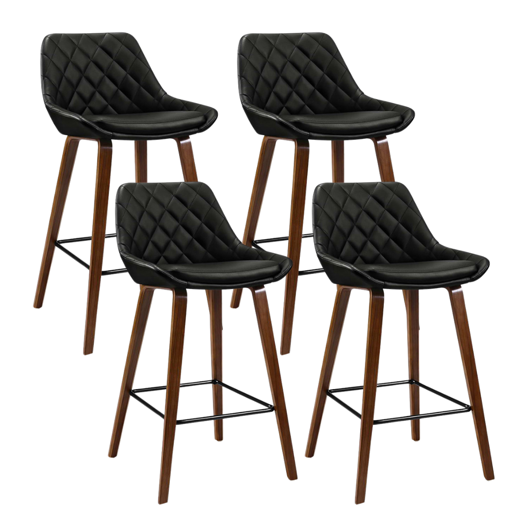 Shelby (Set of 4) PU Leather Bar Stools 68cm - Black - Homecoze