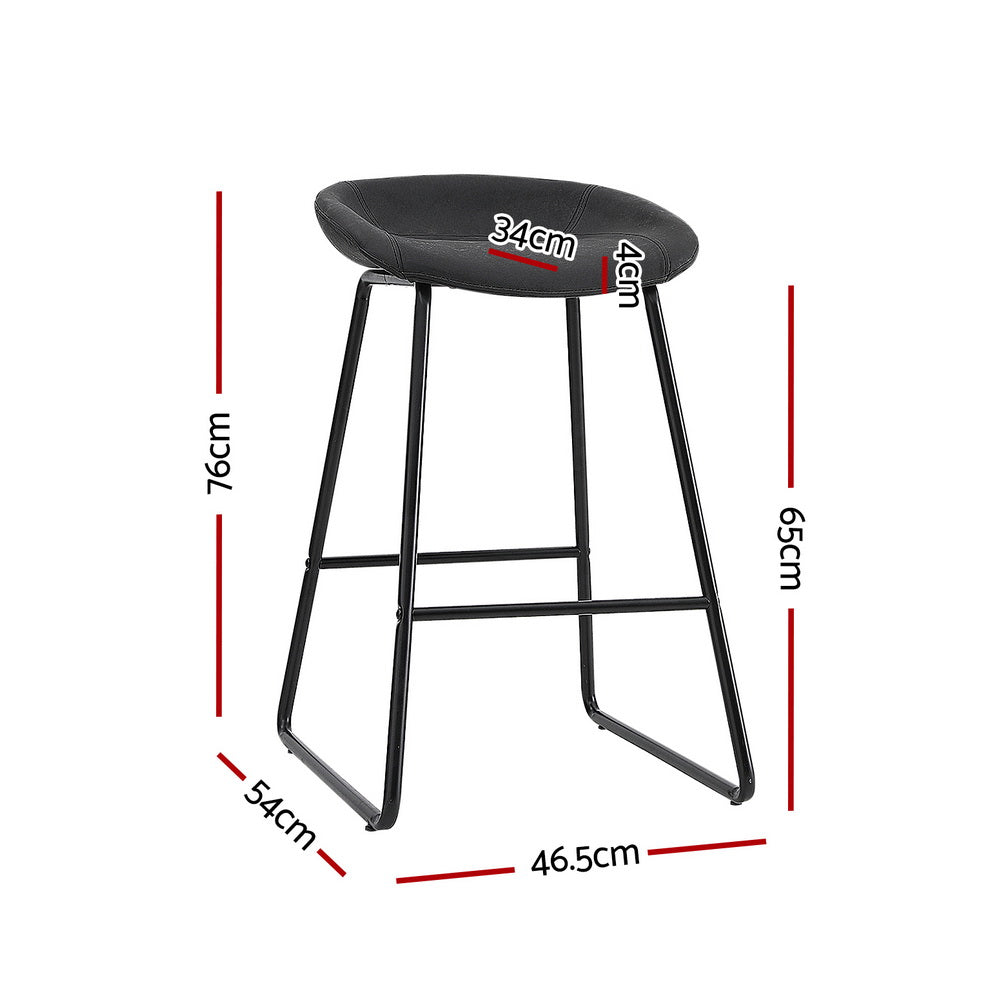 Roman (Set of 2) Bar Stools 65cm - Black - Homecoze