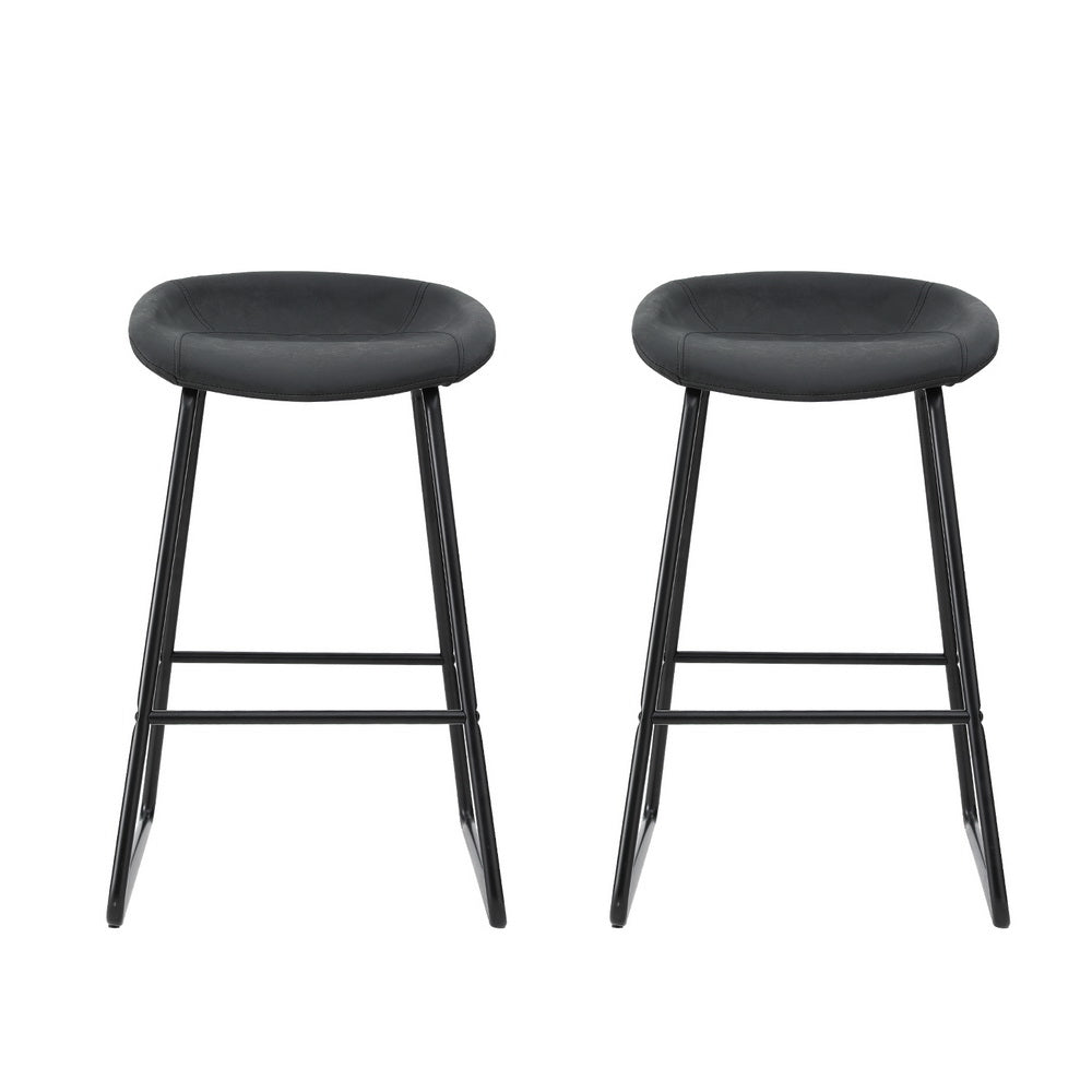 Roman (Set of 2) Bar Stools 65cm - Black - Homecoze
