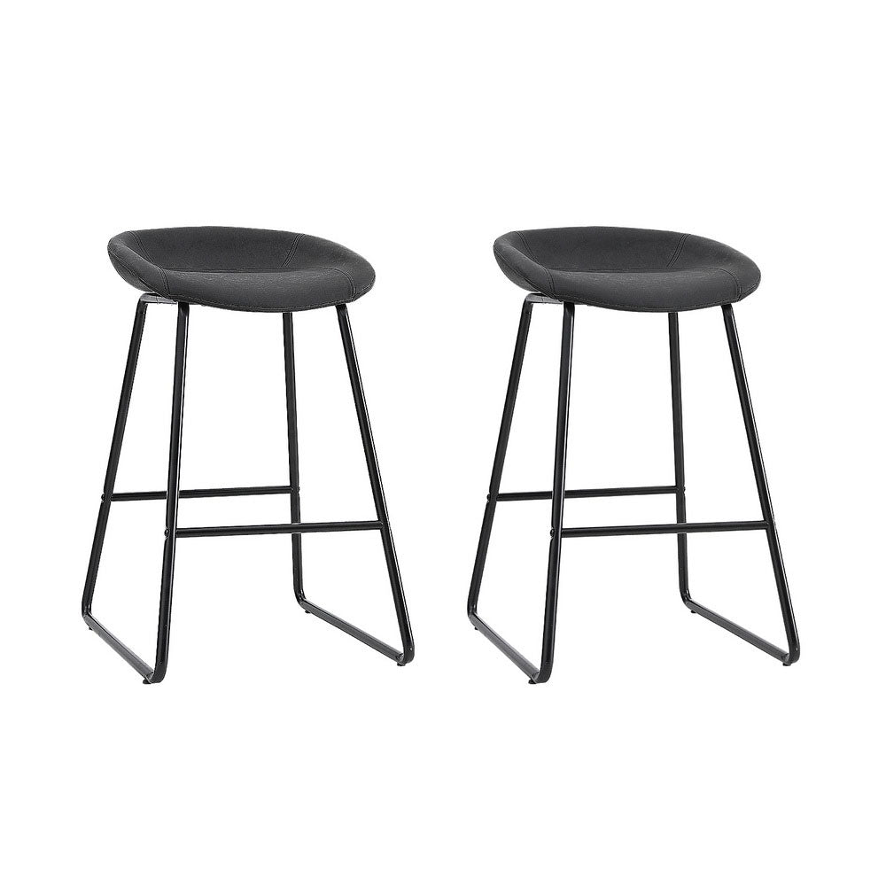 Roman (Set of 2) Bar Stools 65cm - Black - Homecoze