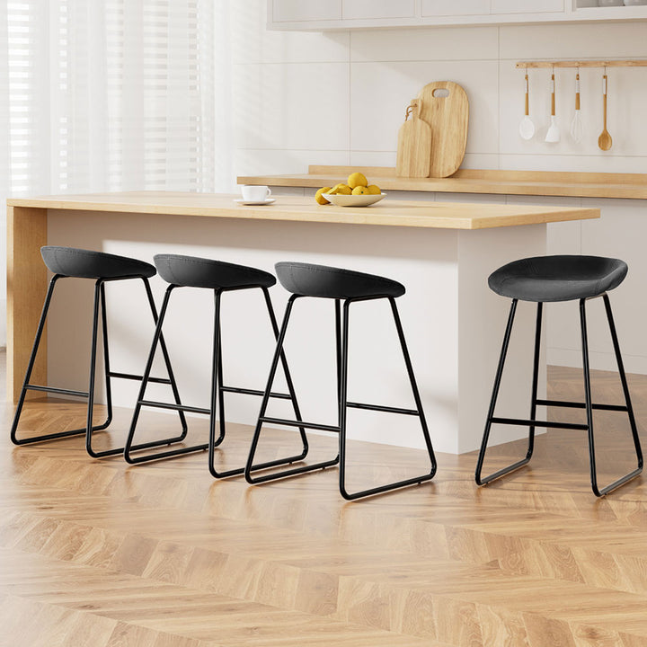 Roman (Set of 4) Bar Stools 65cm - Black - Homecoze