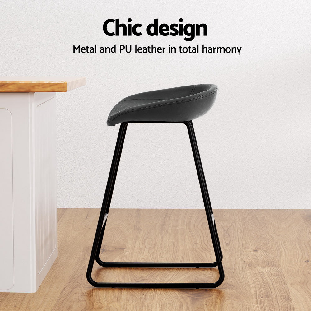 Roman (Set of 4) Bar Stools 65cm - Black - Homecoze