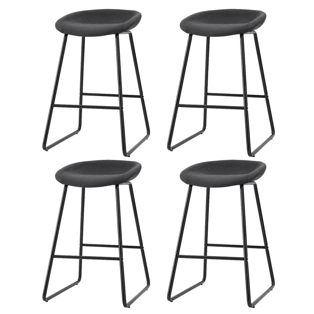 Roman (Set of 4) Bar Stools 65cm - Black - Homecoze