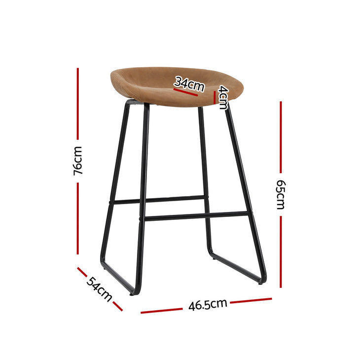 Roman (Set of 2) Bar Stools 65cm - Tan Brown - Homecoze