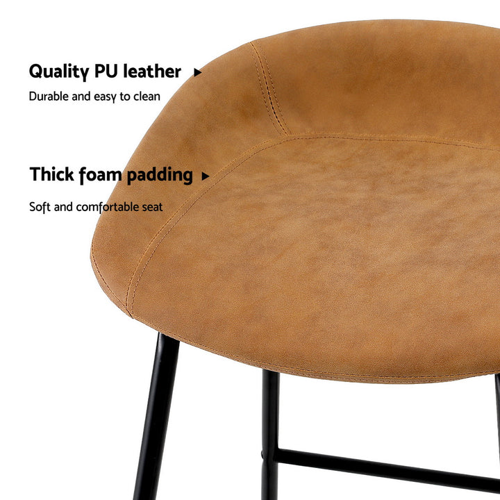 Roman (Set of 2) Bar Stools 65cm - Tan Brown - Homecoze