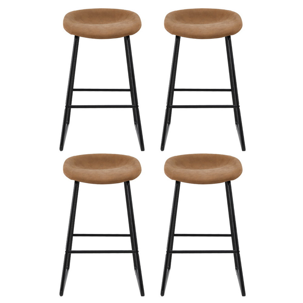Roman (Set of 4) Bar Stools 65cm - Tan Brown - Homecoze