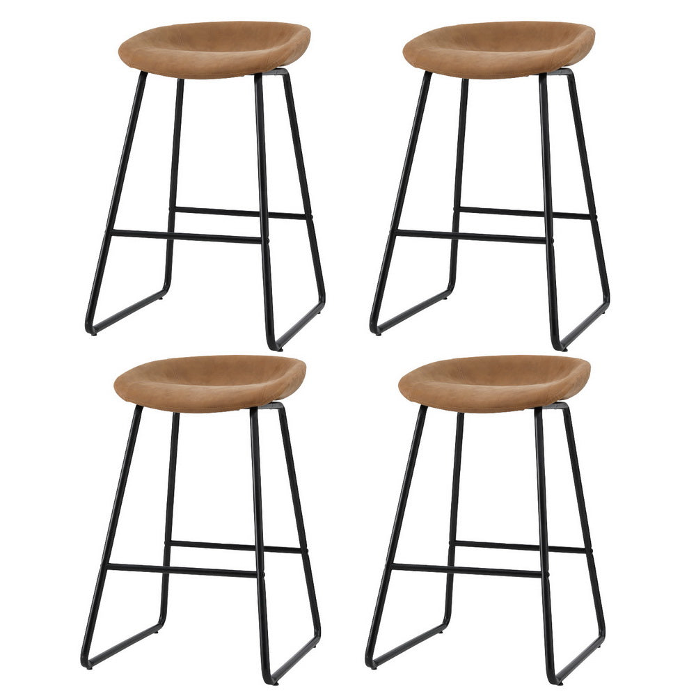 Roman (Set of 4) Bar Stools 65cm - Tan Brown - Homecoze