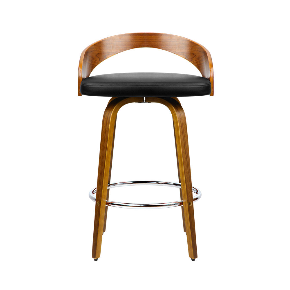 Robin (Set of 2) Walnut Bar Stools 65cm - Brown - Homecoze