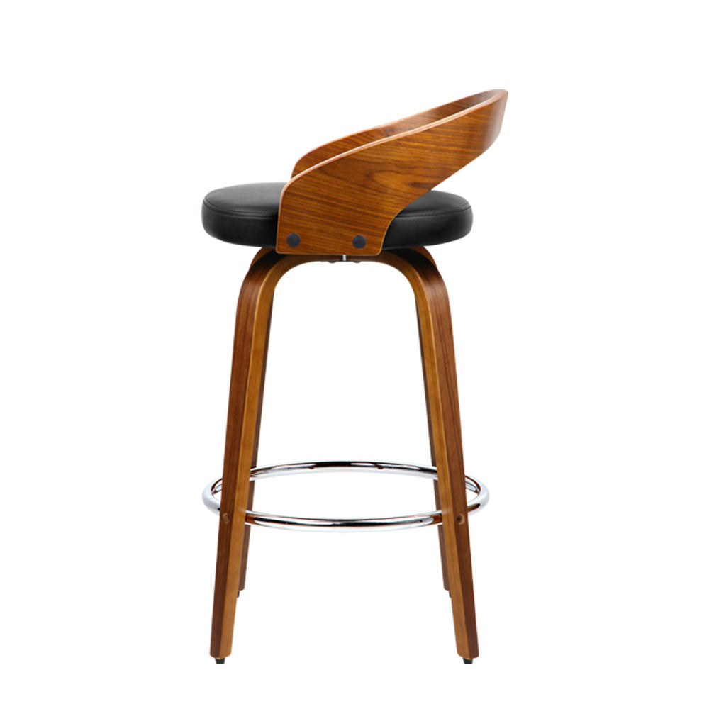Robin (Set of 2) Walnut Bar Stools 65cm - Brown - Homecoze