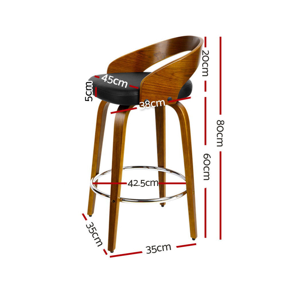 Robin (Set of 4) Walnut Bar Stools 65cm - Brown - Homecoze