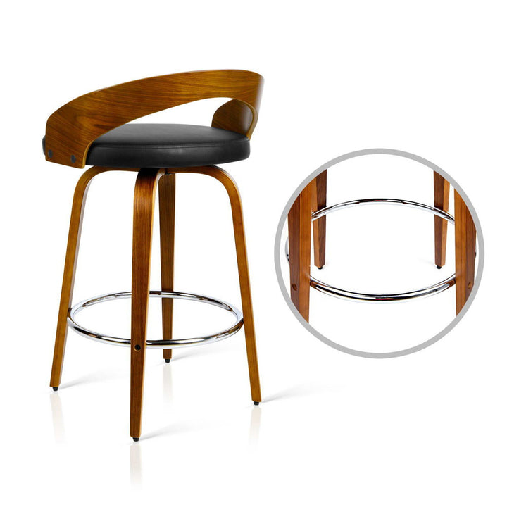 Robin (Set of 4) Walnut Bar Stools 65cm - Brown - Homecoze