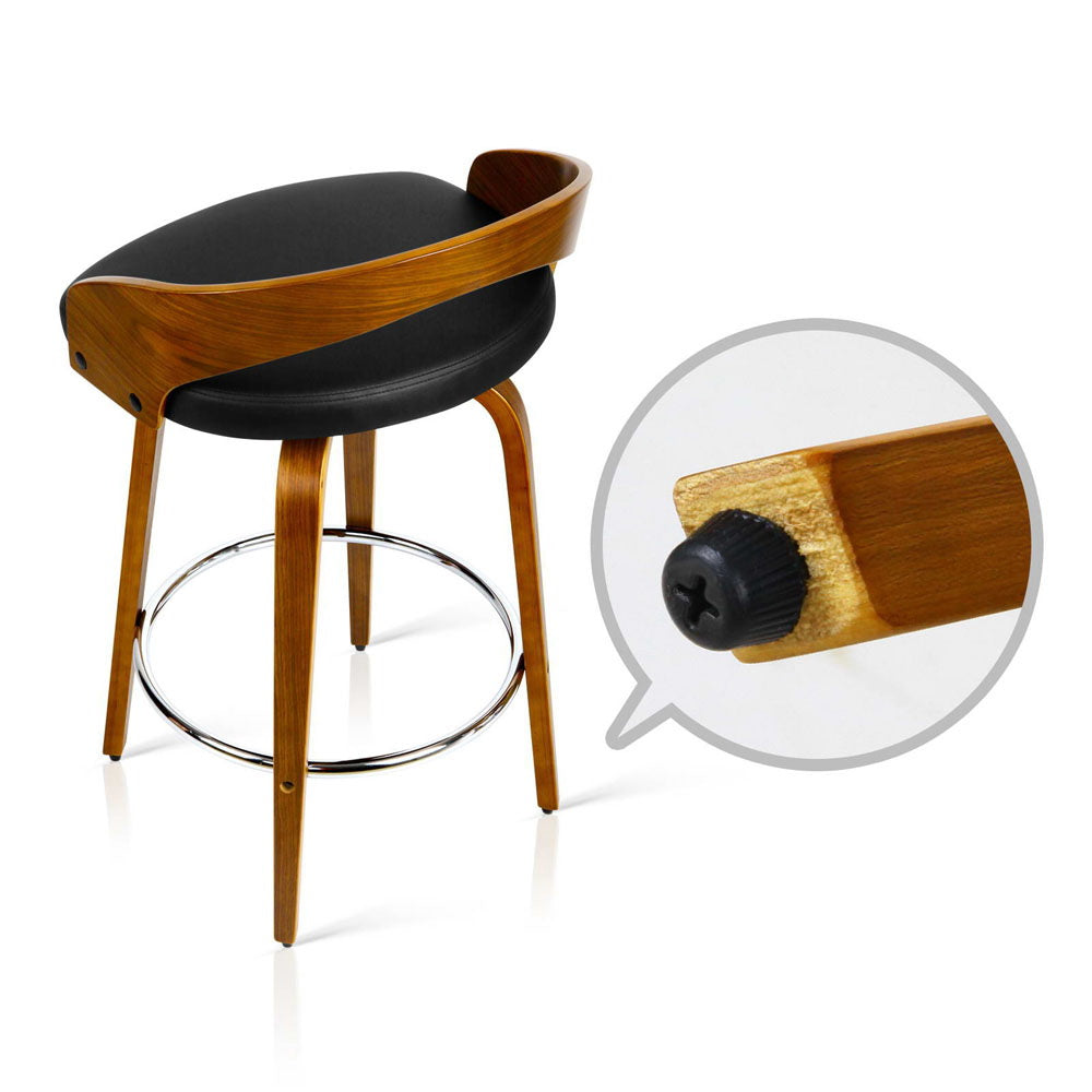 Robin (Set of 4) Walnut Bar Stools 65cm - Brown - Homecoze
