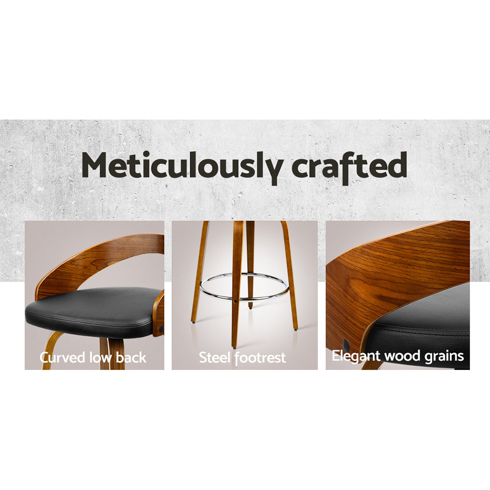 Robin (Set of 4) Walnut Bar Stools 65cm - Brown - Homecoze