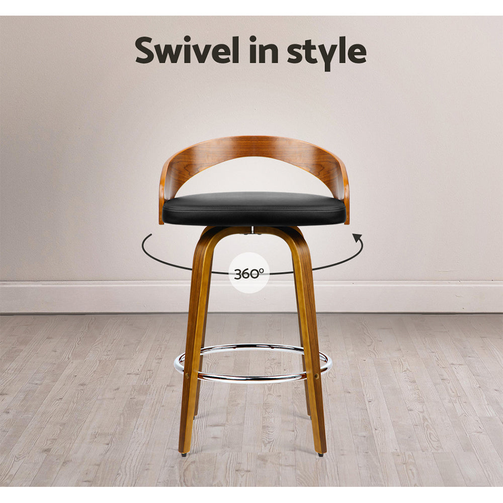 Robin (Set of 4) Walnut Bar Stools 65cm - Brown - Homecoze