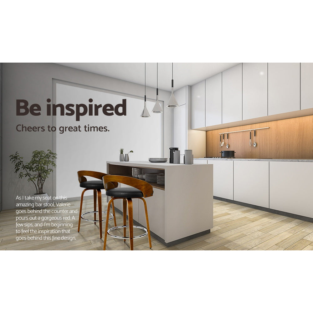 Robin (Set of 4) Walnut Bar Stools 65cm - Brown - Homecoze