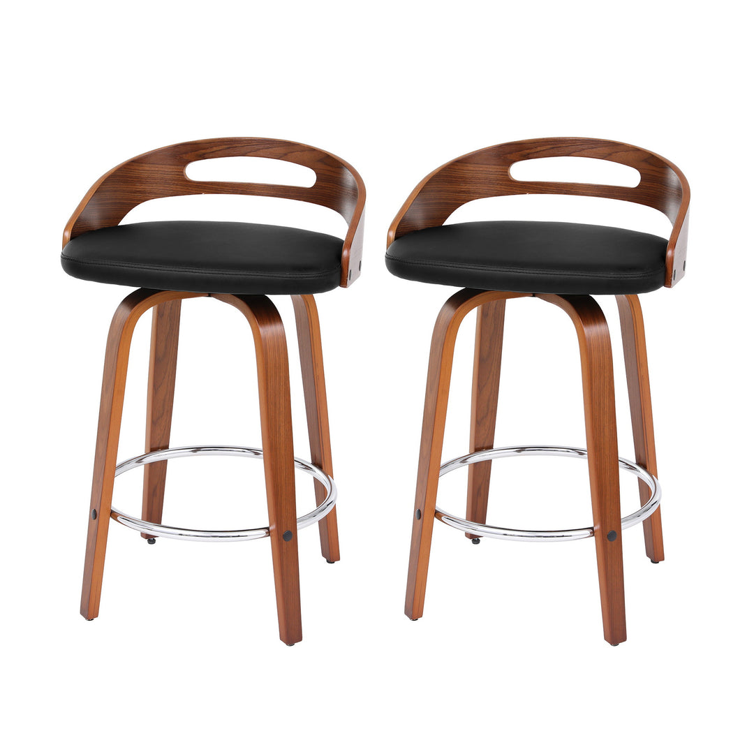 Cedar (Set of 2) Bar Stools 64cm - Black & Brown
