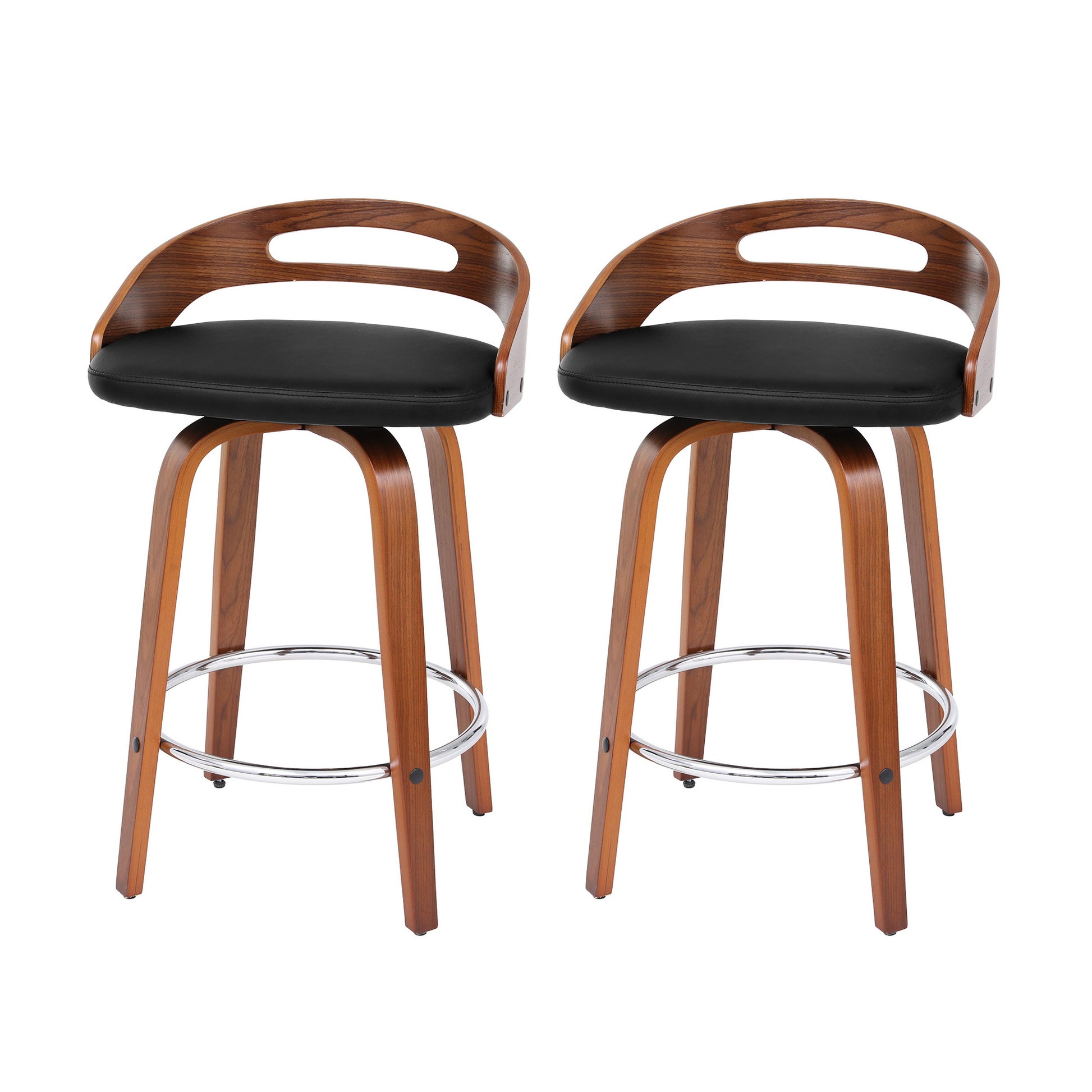 Cedar (Set of 2) Bar Stools 64cm - Black & Brown - Homecoze