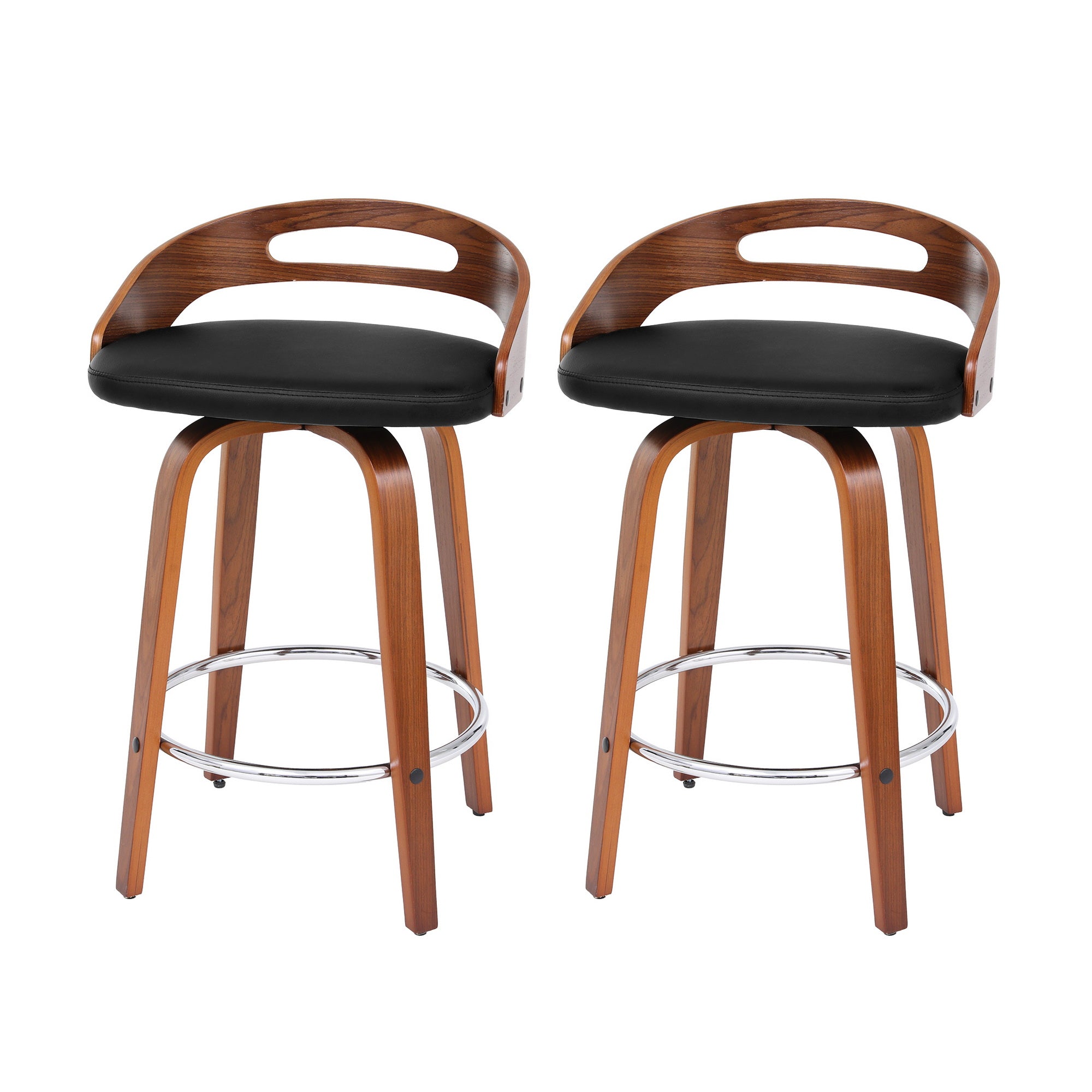 Cedar (Set of 2) Bar Stools 64cm - Black & Brown - Homecoze
