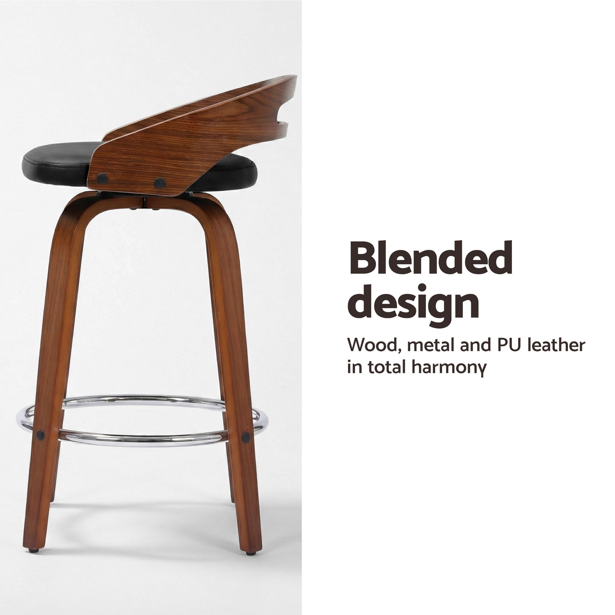 Cedar (Set of 2) Bar Stools 64cm - Black & Brown - Homecoze