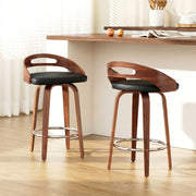 Cedar (Set of 2) Bar Stools 64cm - Black & Brown - Homecoze