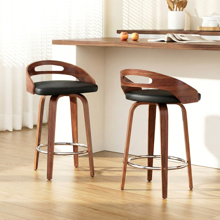 Cedar (Set of 2) Bar Stools 64cm - Black & Brown