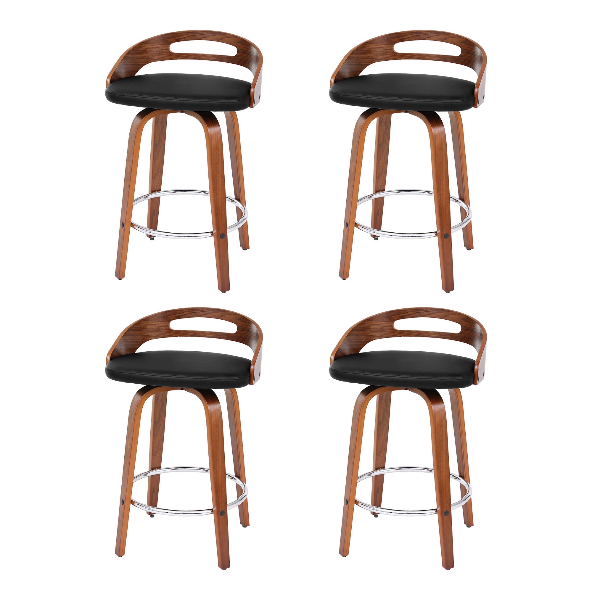 Cedar (Set of 4) Bar Stools 64cm - Black & Brown - Homecoze