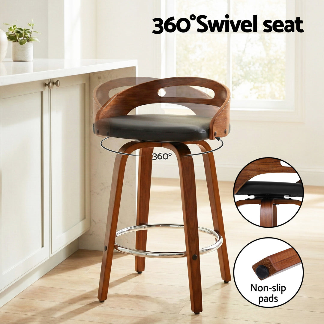 Cedar (Set of 4) Bar Stools 64cm - Black & Brown