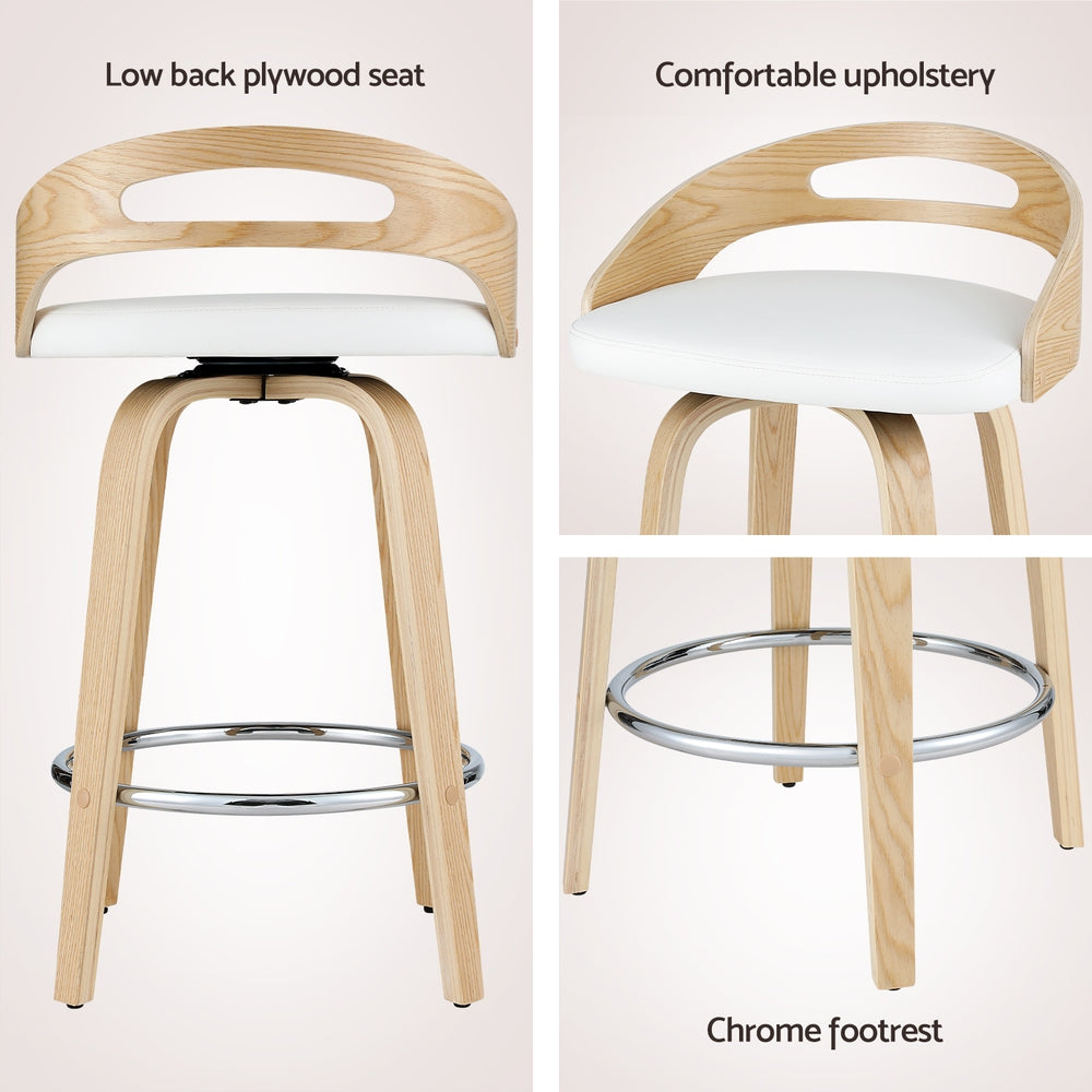 Cedar (Set of 2) Bar Stools 64cm - White & Oak - Homecoze