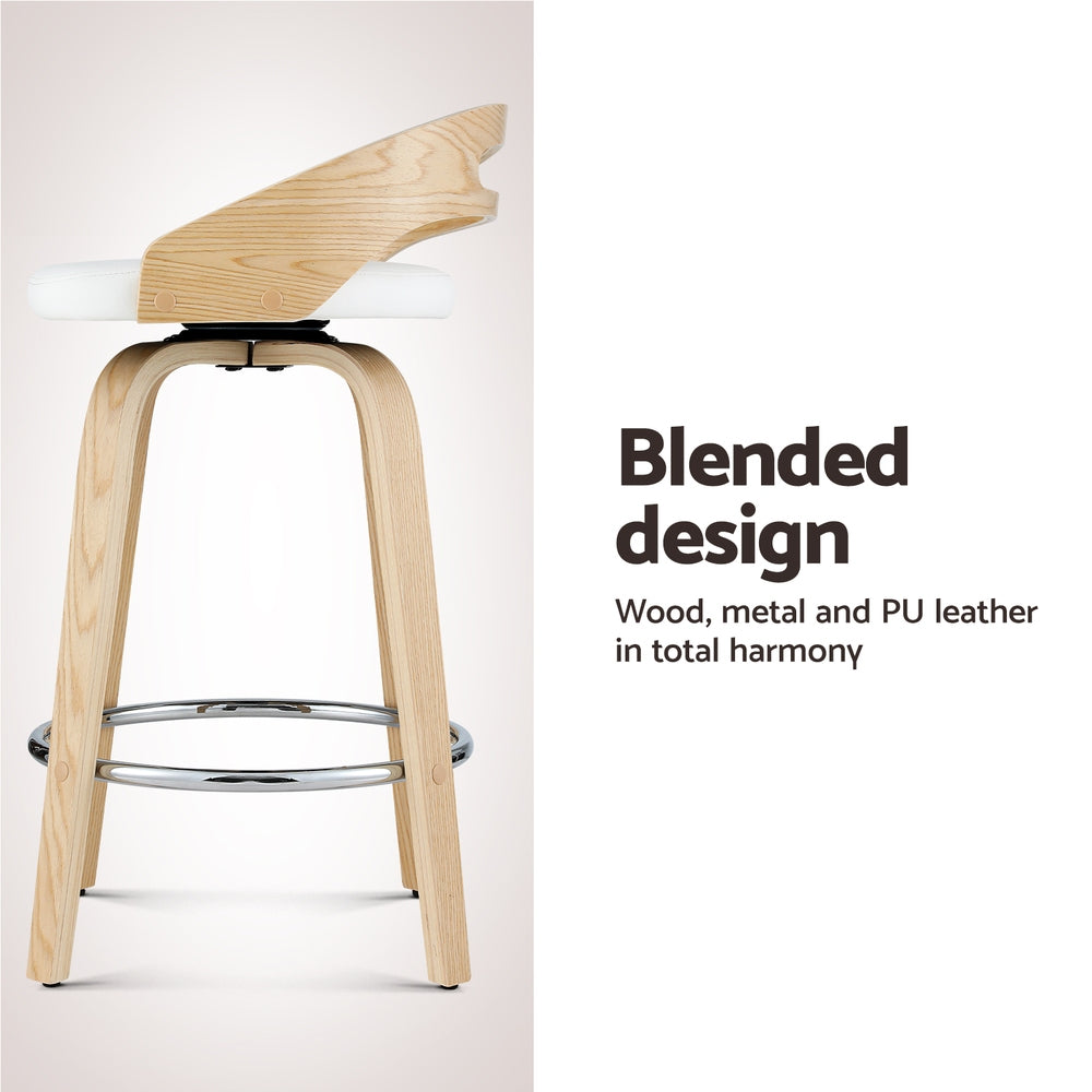 Cedar (Set of 2) Bar Stools 64cm - White & Oak - Homecoze