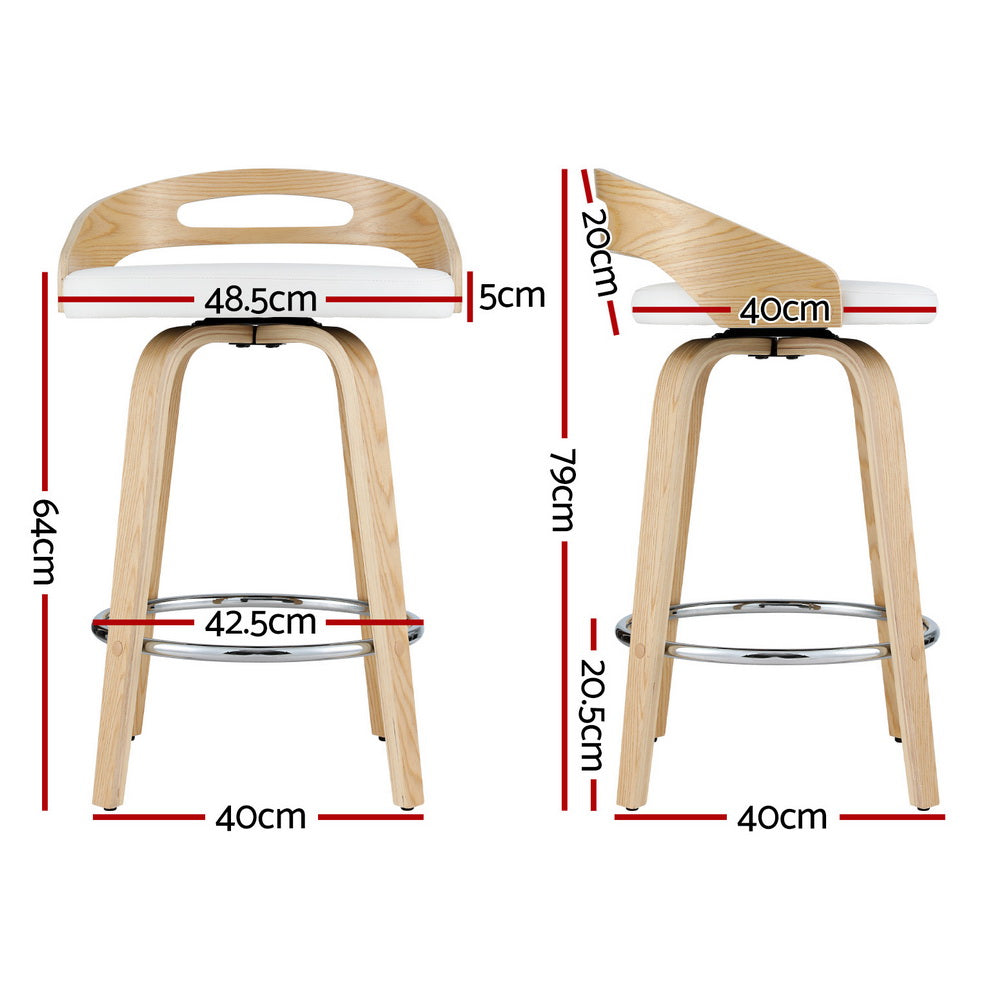 Cedar (Set of 4) Bar Stools 64cm - White & Oak - Homecoze