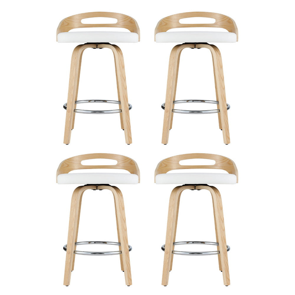 Cedar (Set of 4) Bar Stools 64cm - White & Oak - Homecoze