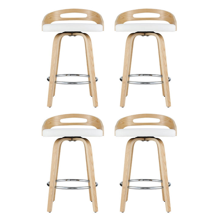 Cedar (Set of 4) Bar Stools 64cm - White & Oak - Homecoze