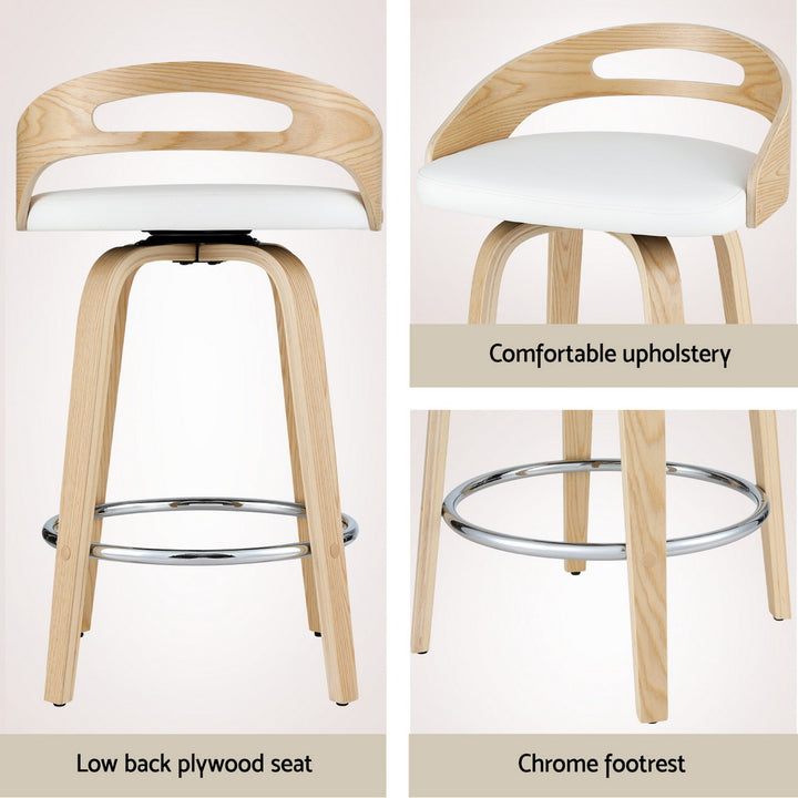 Cedar (Set of 4) Bar Stools 64cm - White & Oak - Homecoze