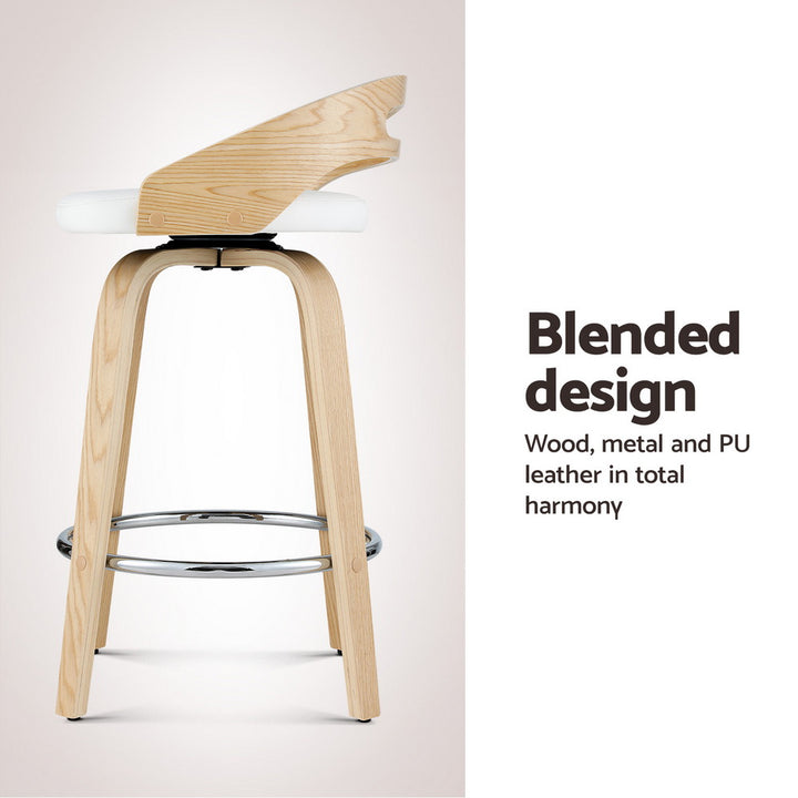 Cedar (Set of 4) Bar Stools 64cm - White & Oak - Homecoze