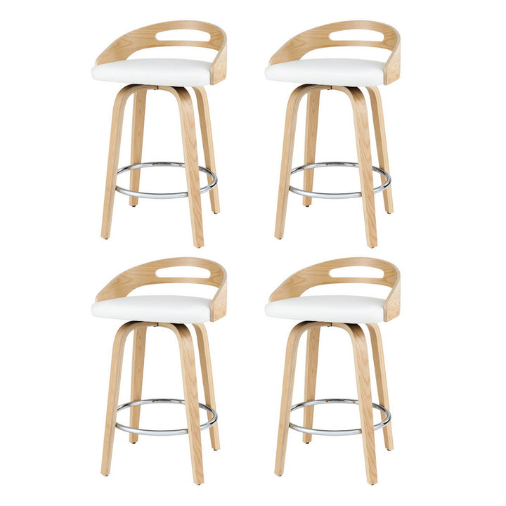 Cedar (Set of 4) Bar Stools 64cm - White & Oak - Homecoze