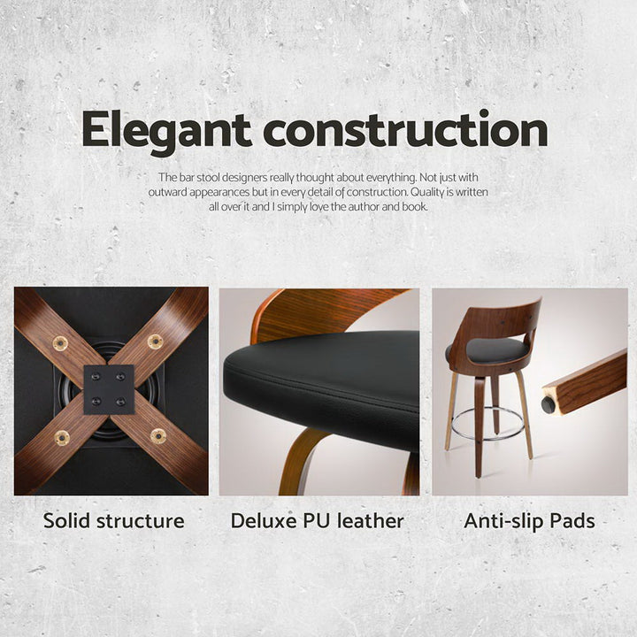 Hayden (Set of 4) Bar Stools 65cm - Brown - Homecoze