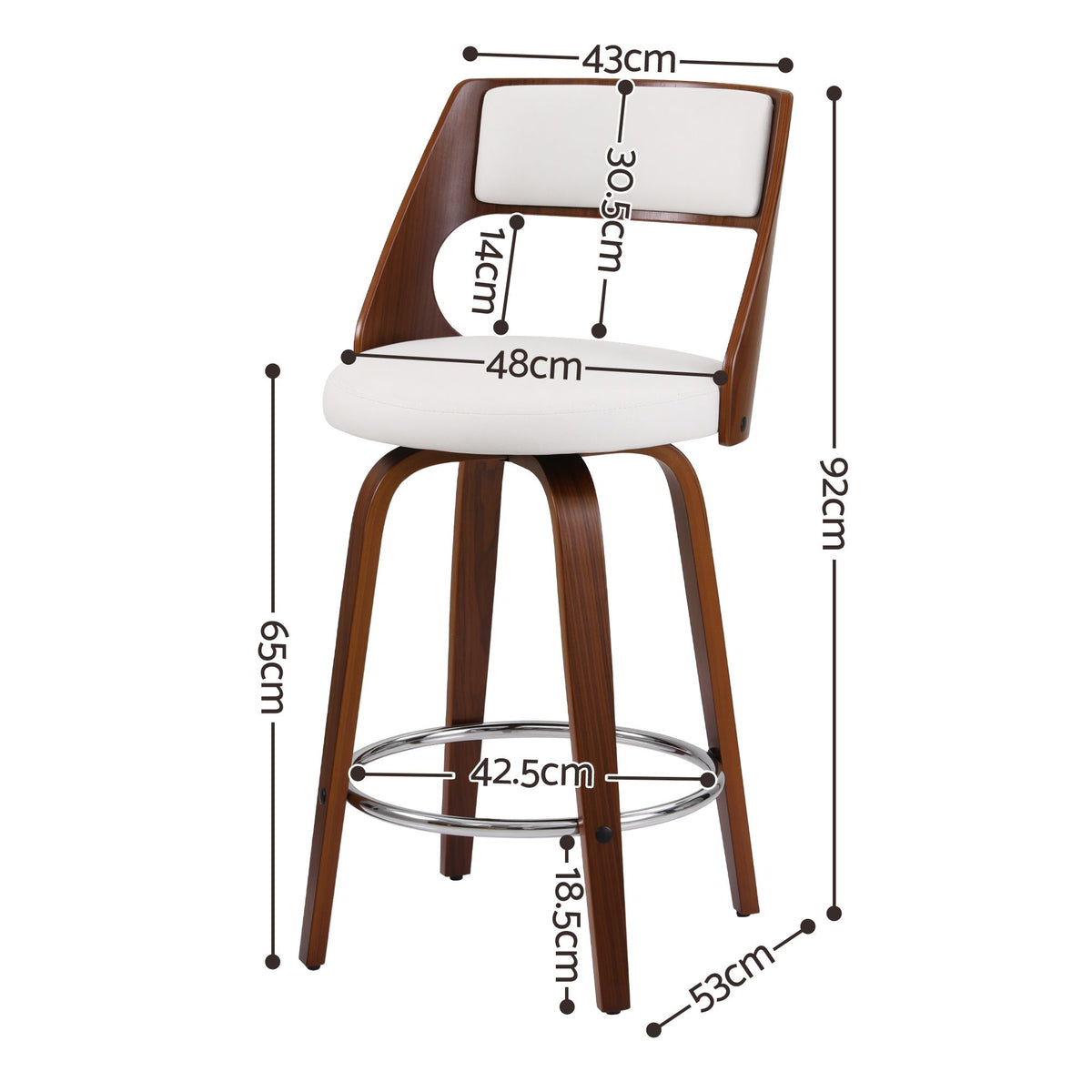 Artiss Wooden Bar Stools Set of 2 Swivel Kitchen Counter Stools Chair 65cm - Homecoze