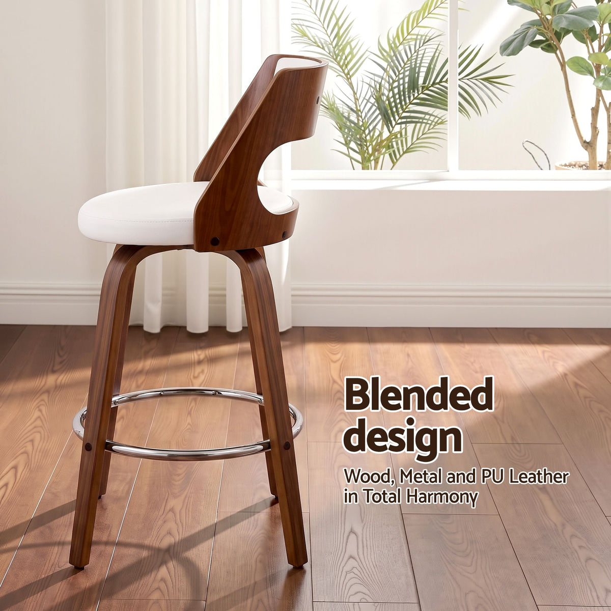 Artiss Wooden Bar Stools Set of 2 Swivel Kitchen Counter Stools Chair 65cm - Homecoze