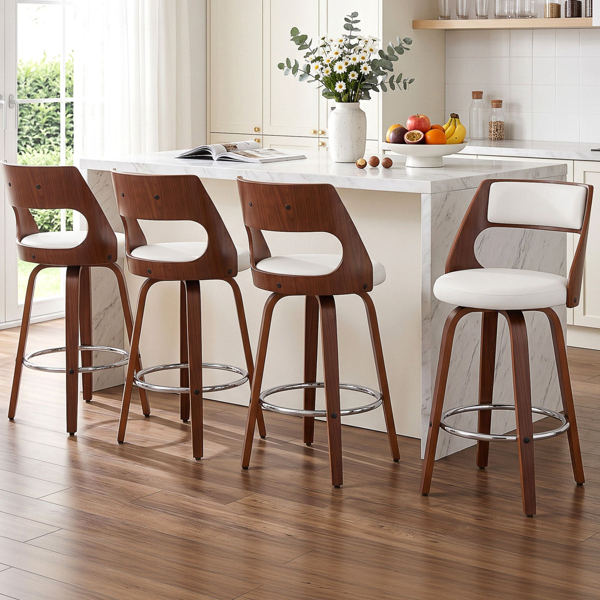 Artiss Wooden Bar Stools Set of 4 Swivel Kitchen Counter Stools Chair 65cm - Homecoze