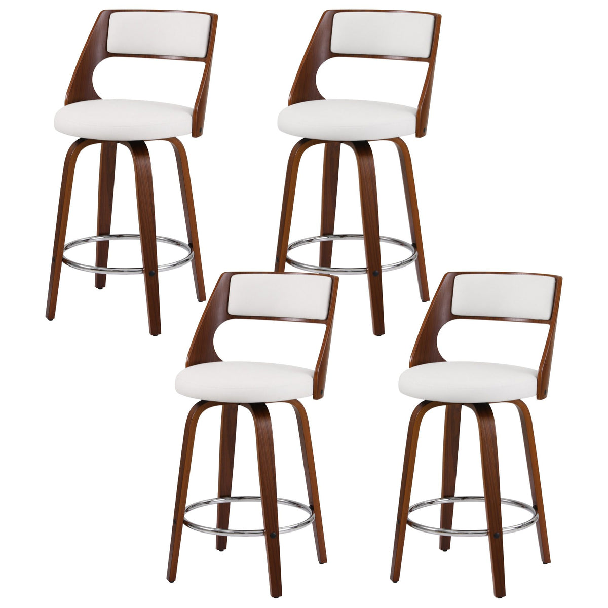 Artiss Wooden Bar Stools Set of 4 Swivel Kitchen Counter Stools Chair 65cm - Homecoze