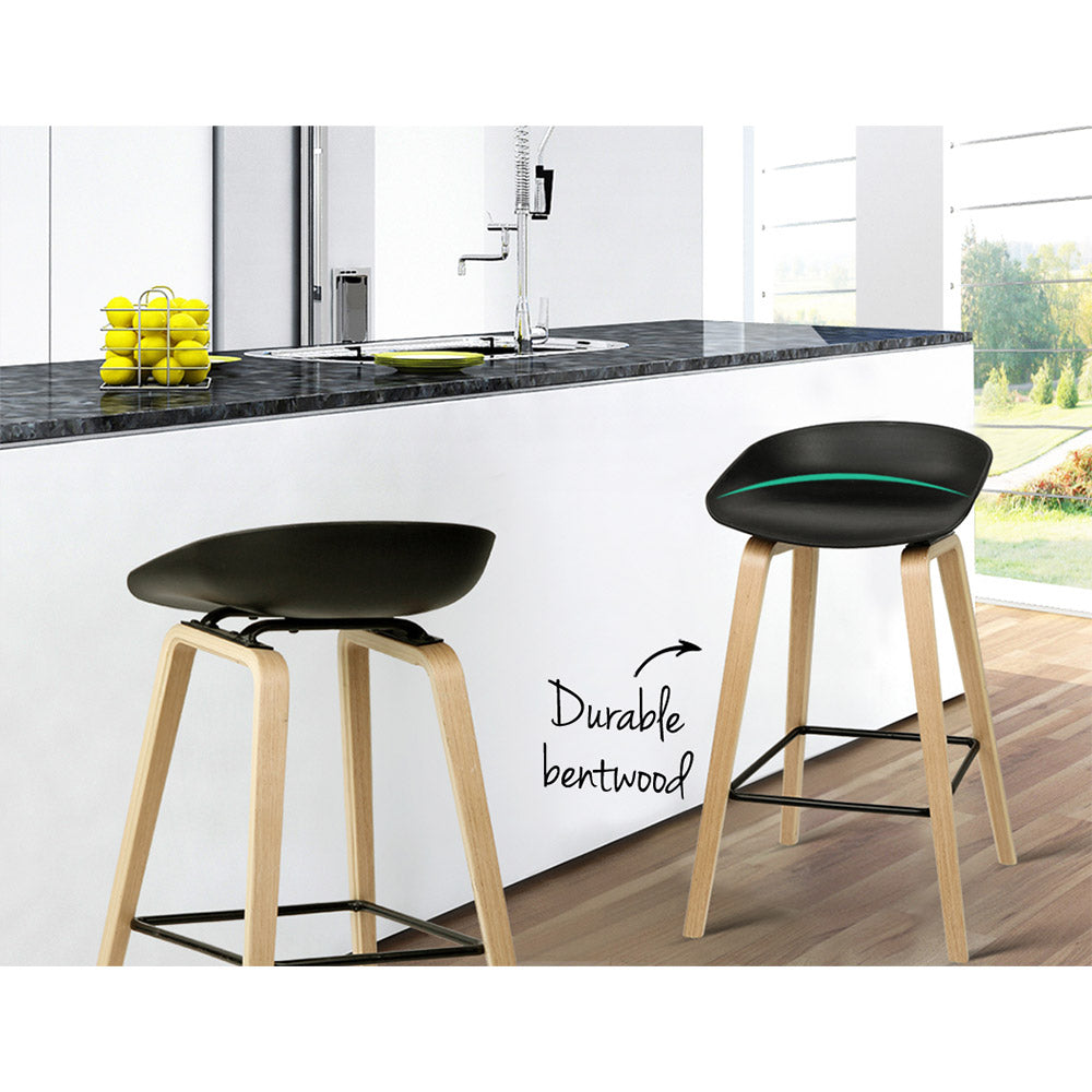 Gideon (Set of 2) Bar Stools 67cm - Black - Homecoze